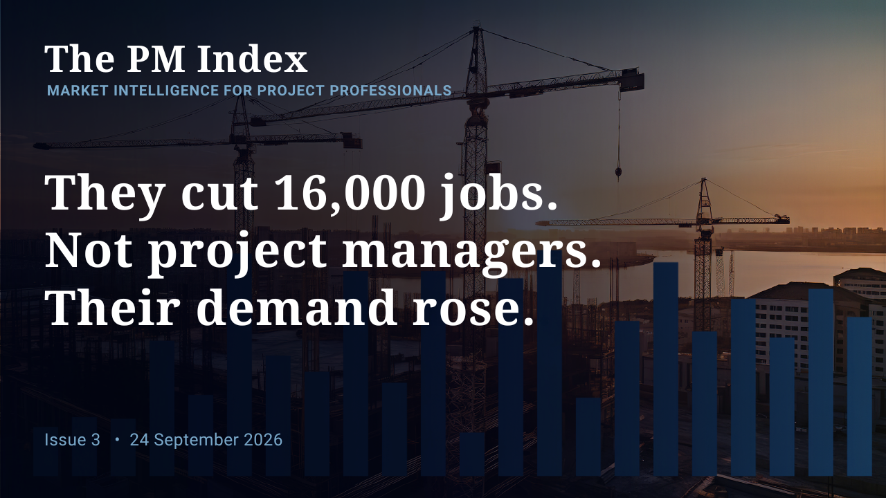 The PM Index, Issue 3: They cut 16,000 jobs. Not project managers. Their demand rose.